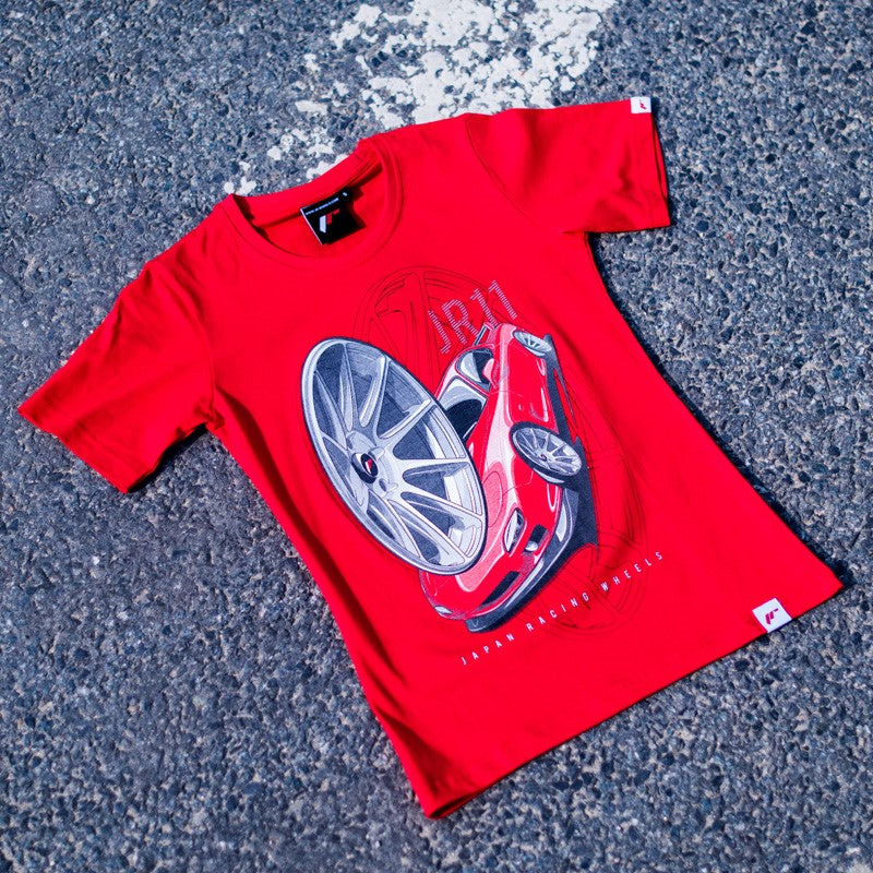 JR Dame T-Shirt JR-11 Bil Rød Størrelse XL