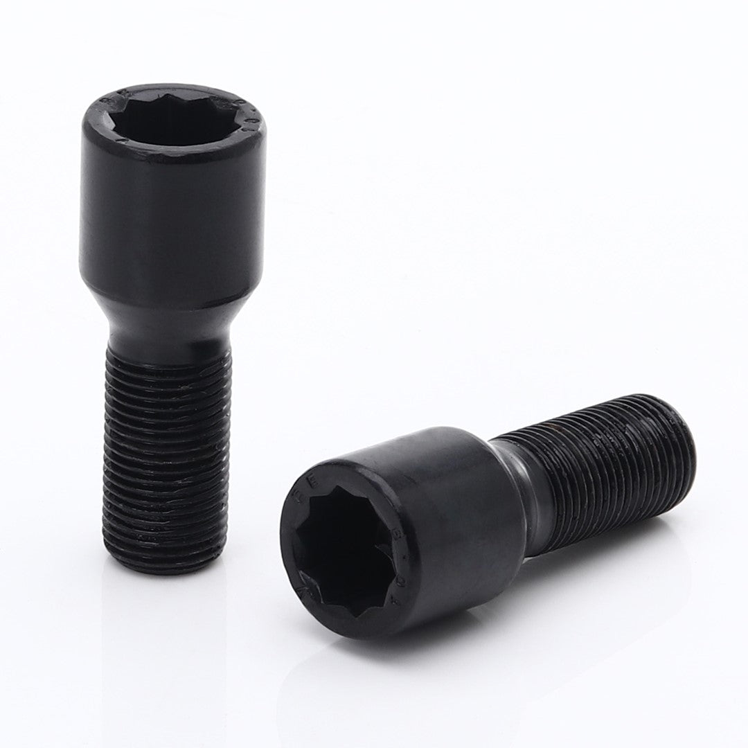 Sæt af 10 SORTE stjerneskruer 33mm 14x1,5 + Nøgle.