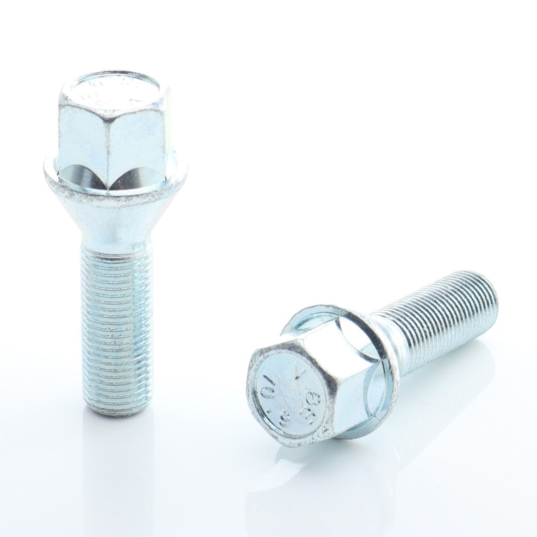 Sæt af 10 HEX17 koniske bolte M12x1,25 x50mm Sølv
