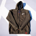 JR Unisex Zip Hoodie Logo Mørk Oliven Størrelse XS