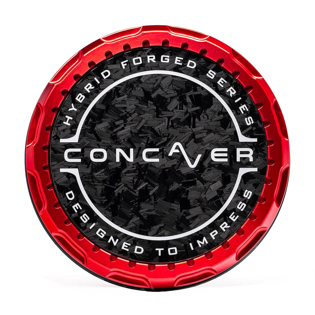 Concaver Premium Center Cap - Forged Carbon - Red Anodized
