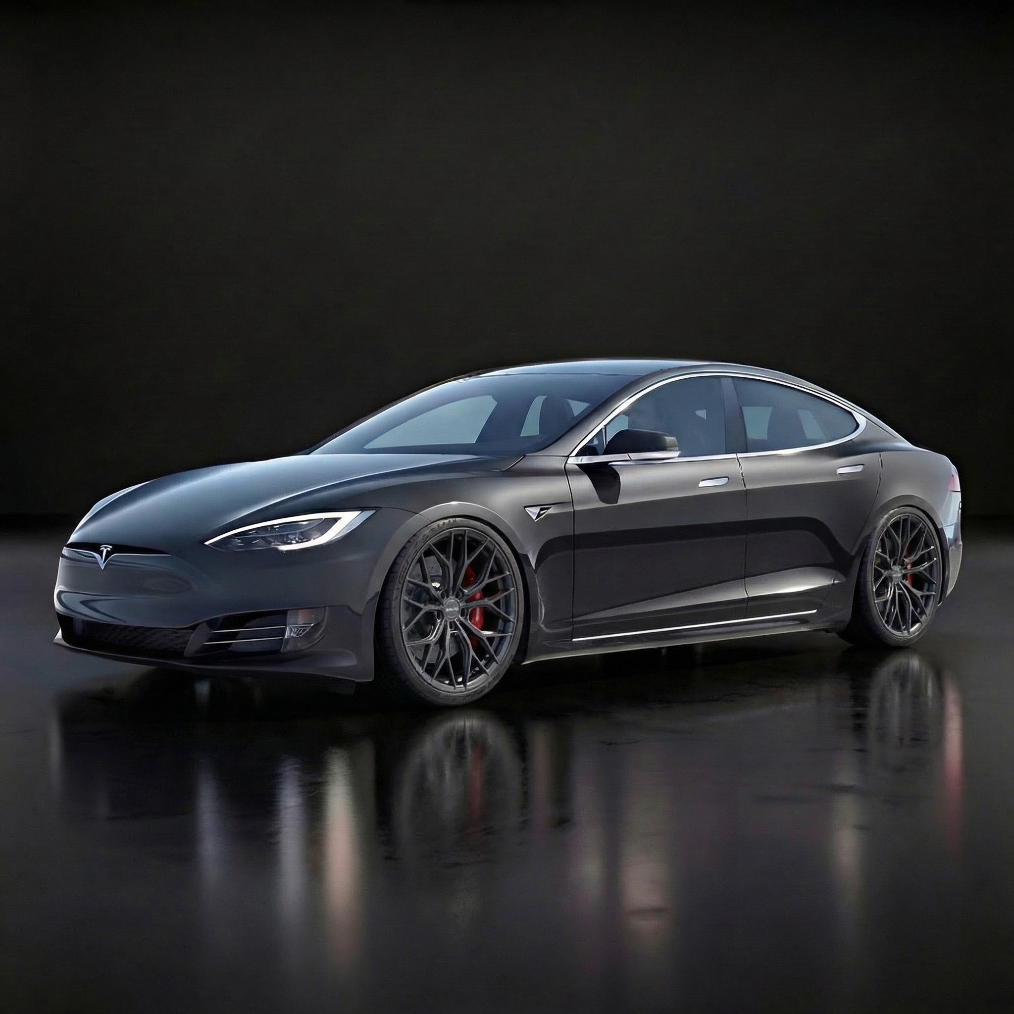 Tesla Model S (passar alla) - Hybrid Forged Stealth Gloss Carbon Staggered 20" Fälgsats